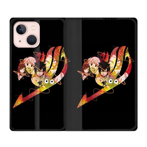 Housse Cuir Portefeuille Pour Iphone 13 Manga Fairy Tail Logo Noir