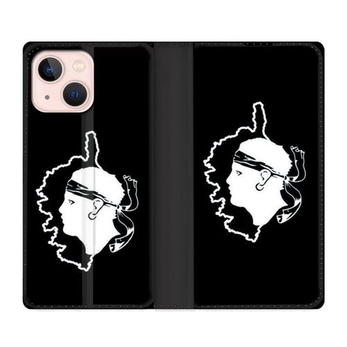 Housse Cuir Portefeuille Pour Iphone 13 Mini Corse Noir