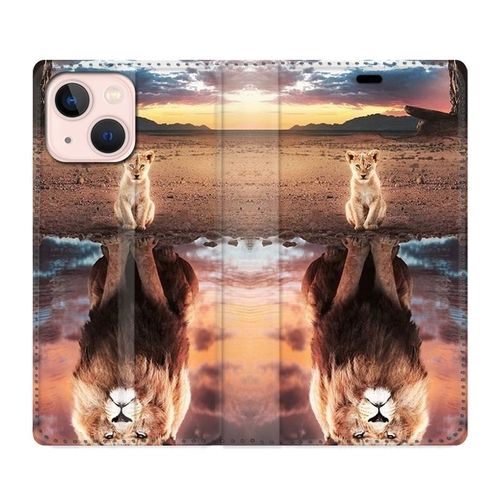 Housse Cuir Portefeuille Pour Iphone 13 Mini Lion Reflet