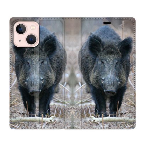Housse Cuir Portefeuille Pour Iphone 13 Mini Sanglier Pin