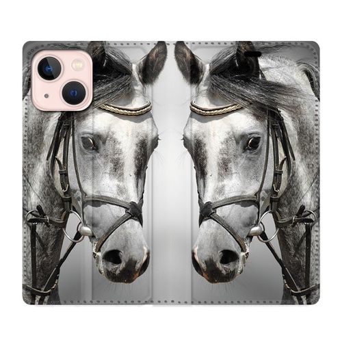 Housse Cuir Portefeuille Pour Iphone 13 Mini Cheval Blanc