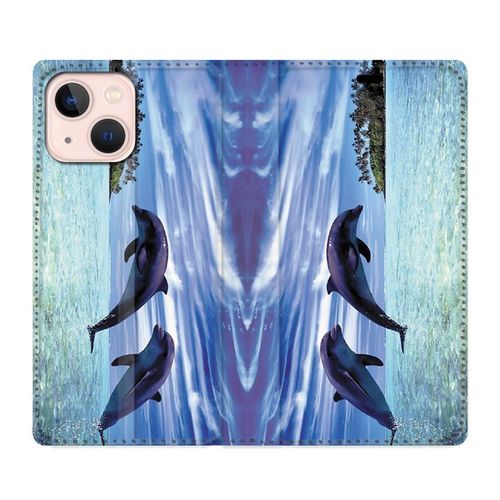 Housse Cuir Portefeuille Pour Iphone 13 Mini Dauphin Ile