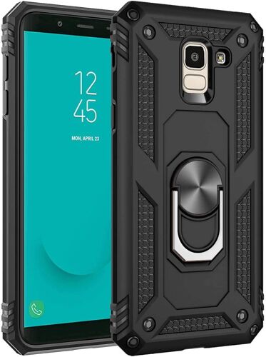 Coque Compatible Avec Samsung Galaxy J6 2018 Aimant Anneau Support,Double Couche Renforcee Defense+Protection Ecran (Noir
