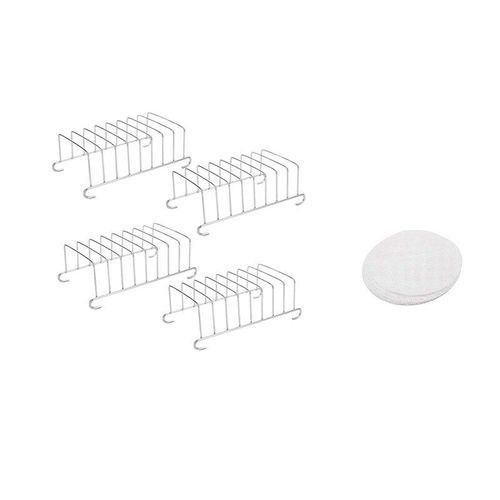 Porte-pain à Toast, 8 trous de tranches, grille de refroidissement de l'outil, grille à pain avec 12 tapis en filet pour cuiseur à vapeur en Silicone, 4 pièces