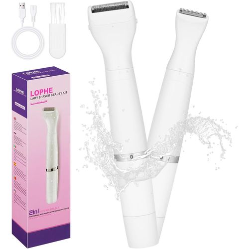 Eryi-Rasoir Électrique Femme, Rechargeable Rasoir Electrique Femme Sans Douleur Tondeuse Tondeuse Pour Visage, Bras, Jambes, Aisselles Et Bikini Humide Et Sèche,Blanc