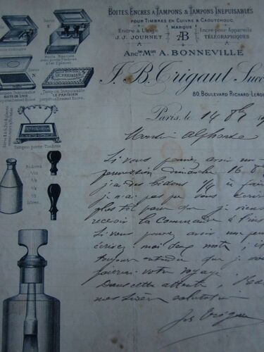 Lettre : J.B. Grigaut (Boites, Encres À Tampons), 1904 (Tâchée)