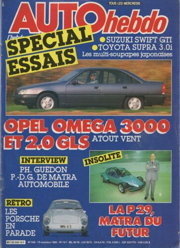 Auto Hebdo  N° 549 : Opel Omega 3000 Et 2.0 Gls