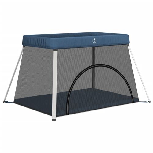 Parc Pour Bébé Avec Matelas Bleu Marine Tissu De Lin Vidaxl Vidaxl