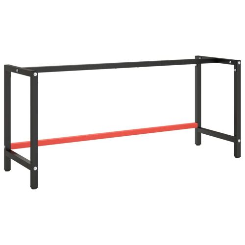 Cadre de banc de travail métal 180x57x79 cm noir mat rouge mat pré-percé