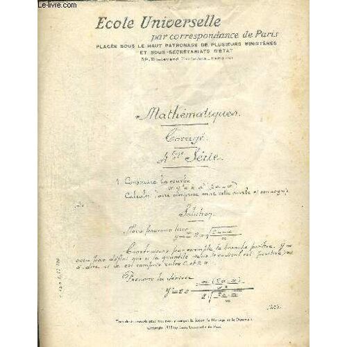 Ecole Universelle Par Correpsondance De Paris. Corrige 4eme Serie. C-Abo.8.33-100