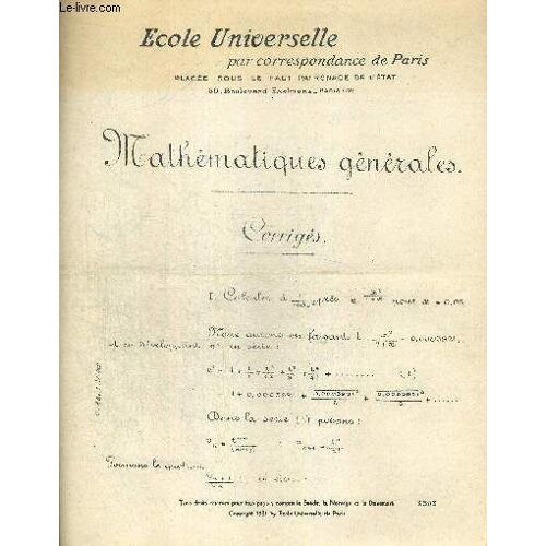 Ecole Universelle Par Correpsondance De Paris. Corrige. C-Abo.2.31-200