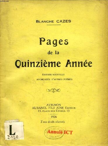 Pages De La Quinzieme Annee
