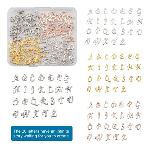 Ensemble De Pendentifs En Alliage Avec Lettres De L'alphabet A Z, Plaquage, Breloques De Collier, Mélange De Couleurs, Fabrication De Bijoux Faits À 9109-May14a32402