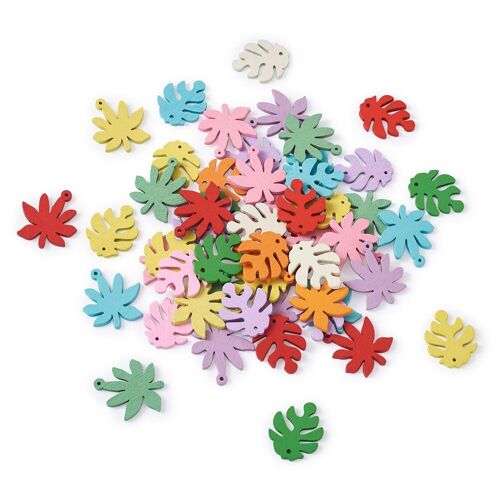 Pendentifs En Bois De Peuplier Peints, 150 Pièces, Feuilles De Monstera, Breloques Pour Collier, Boucles D'oreilles, Bracelet, Fabrication De Bijoux, Diy, Mélange De Couleurs