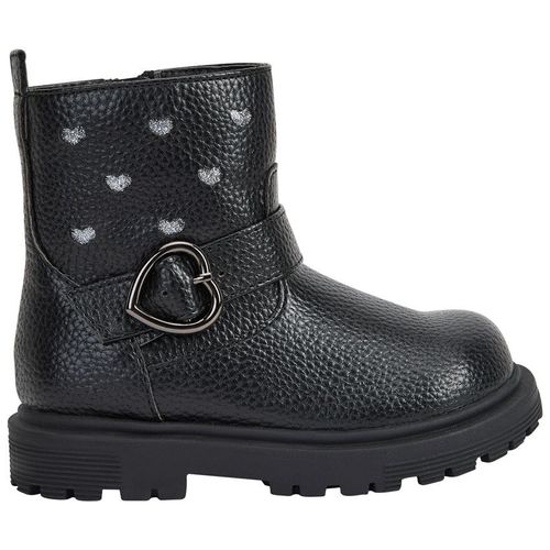 Bottines Effet Cuir À Boucle Et Motif C?Urs Pour Bébé Fille - Noir - 20