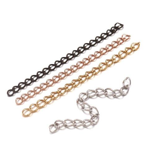 Rallonges De Chaîne En Acier Inoxydable Pièces/Boîte 80 304 45   53mm, Chaîne Torsadée Pour La Fabrication De Bijoux, Bricolage De Bracelets Et De Colliers Artisanaux