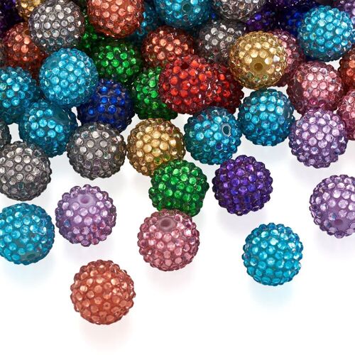 Perles Rondes En Résine Transparente Pour La Fabrication De Bijoux, 100 Pièces De 20mm De Diamètre, Acrylique Plaqué Uv, Couleur Mixte