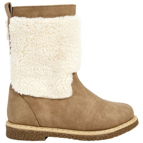 Chaussures Bottes Beiges Zip Avec Moumoute Pour Fille Beige