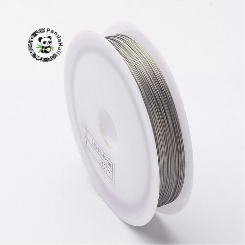 5 Rouleaux De Fils Bijoux À Bricoler Soi Même, Fils Colorés, En Acier Inoxydable, Avec Perles, Queue De Tigre, Gris Foncé, 0.45mm; 50 M/Rouleau 9109-May14a32753
