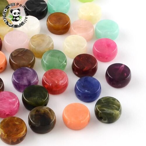 Perles Acryliques Rondes Et Plates, 250 Pièces, Imitation De Pierres Précieuses, Couleur Mixte Pour La Fabrication De Bijoux, Bracelet Et Collier, 14x 9109-May14a31328
