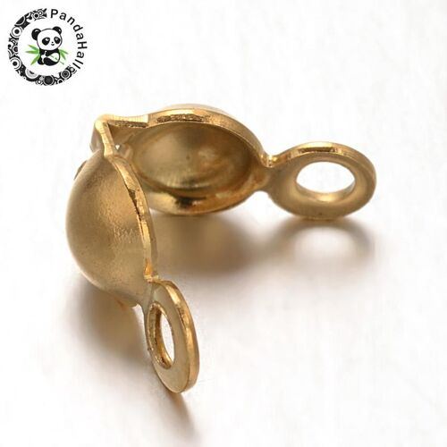Embouts De Perles Pliables En Acier Inoxydable 100, 304 Pièces, Calotte, Couvercle De Noeud À Clapet, Connecteur Doré Pour La Fabrication De Bijoux 8x4 9109-May14a31352