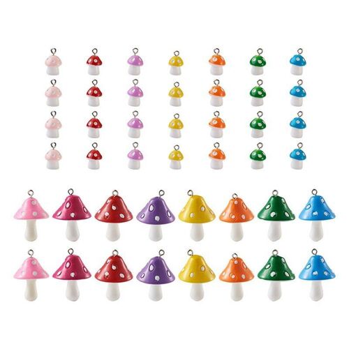 Breloques 3D en résine, petits champignons, pendentifs pour Bracelet, boucles d'oreilles, porte clés, bijoux, accessoires de fabrication artisanale, bricolage, 30 pièces