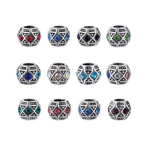 Rondelles De Strass En Alliage De Couleurs Mélangées 11x9mm, 50 Pièces, Grands Trous, Perles Européennes Pour La Fabrication De Bijoux, Bricolage, Bracelet Et Collier, Trou: 5mm