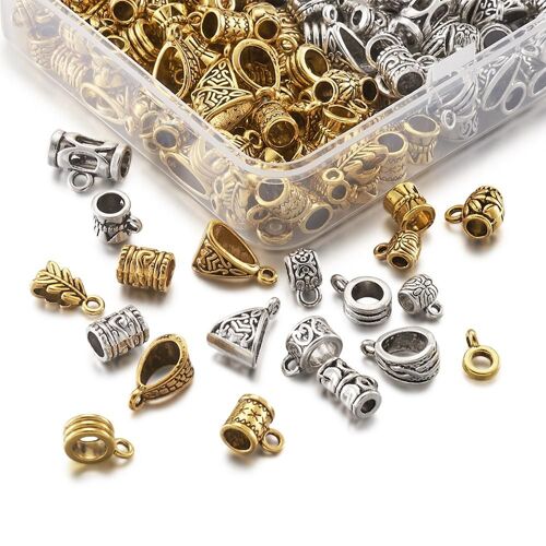 Ensemble De 200 Pièces De Breloques Antiques, Perles D'espacement, Pendentifs, Clips, Fermoirs, Connecteurs Pour La Fabrication De Bijoux, Bracelets Et Colliers