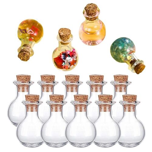 Mini petits bocaux en verre HI avec bouchon en liège transparent, petits flacons de mariage, faveur de message, beaucoup de bijoux, 26x19mm, 10 pièces