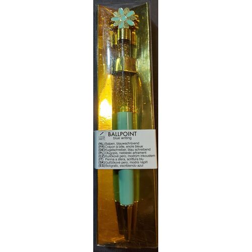 Stylo Bille - Paillette Dorée Et Fleur Décorative