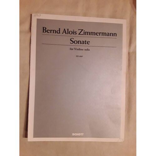 Zimmermann Sonate Pour Violon Ed 4907 Édition Schott