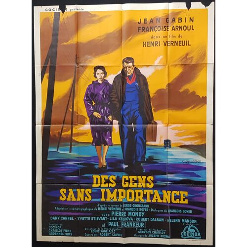 Jean Gabin - Des Gens Sans Importance * Film 1956 Henri Verneuil - Affiche De Cinéma Originale 120x160 Cm - Movie Poster * Jean Gabin ; Francoise Arnoul ; Paul Frankeur - Dessin Guygerardnoel