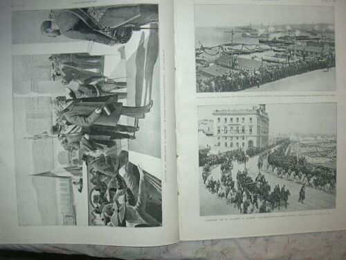 M.Loubet En Algérie - À La Terasse D'un Café À Alger : Le Portrait Du Président, Gravure De Scott.