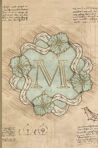 M: Monogram Notebook. Vintage Style Notebook. Initial Notebook College Ruled With Letter M Design
