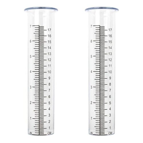 Tube de remplacement de pluviomètre en plastique 2pcs avec jauge d'eau de pluie de capacité de 7 pouces pour jardin Yard Outd