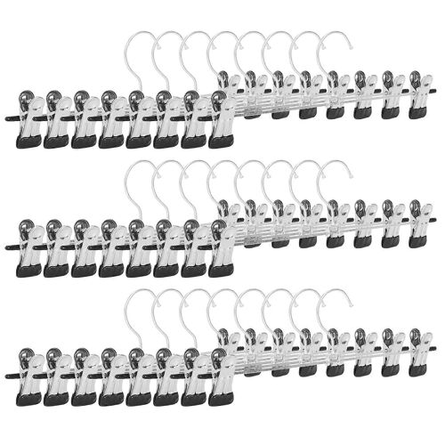 24 PCS Cintres avec Clips, Cintres En Métal De Pantalon Cintres Gain De Place pour Pantalons Jupes Vêtements