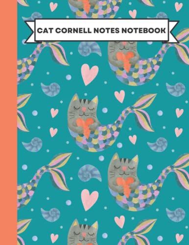 Cat Cornell Notes Notebook: Cute Mermaid Cats Sending Love | Cat Cornell Note Paper Notebook Journal For Adults Girls Boys Women Men Teens Kids And ... With A Pretty Cat Interior Design (8.5"X11")