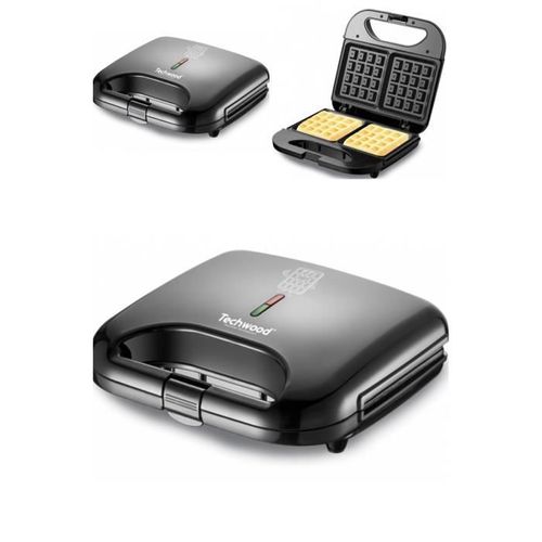 Gaufrier électrique noir 800W Revêtement anti-adhésif Témoin de chauffe Poignée isolante