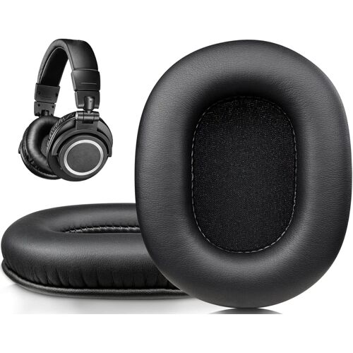 Mousse Coussin Coussinets pour ATH M50X M40X M30X M20X MSR7 SX1 Casque,en Cuir protéiné et en Mousse à mémoire de Forme(Noir)