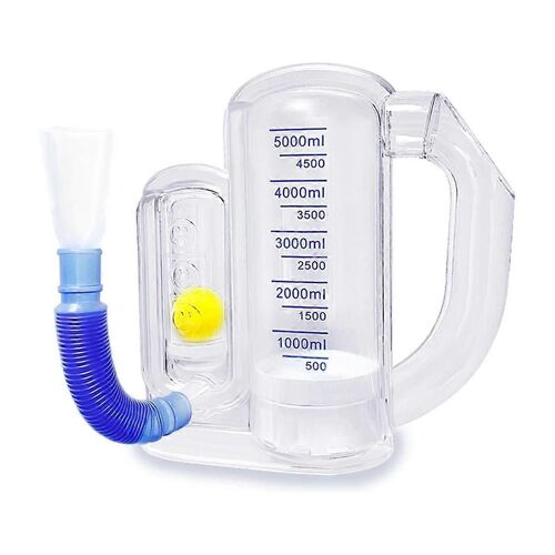 Appareil D'exercice De Respiration Pour Les Poumons, Entraîneur De Respiration Profonde Pour Adultes-5000ml Mesure De Volume Avec Indicateur De Débit 