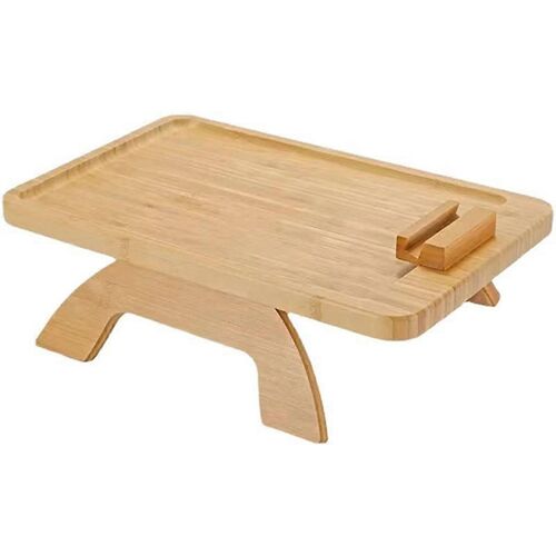 Canapé à clipser sur la table d'appoint pour large accoudoir de canapé, plateau de canapé pliable avec support de téléphone rotatif à 360° pour manger/boire