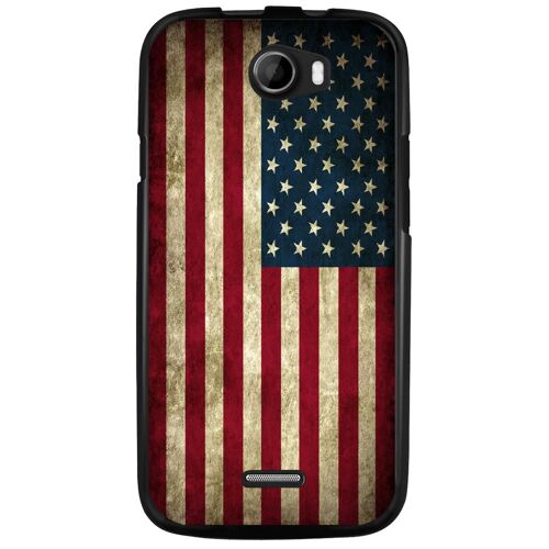 Coque Souple Pour Wiko Barry Avec Impression Motifs Drapeau Usa Vintage