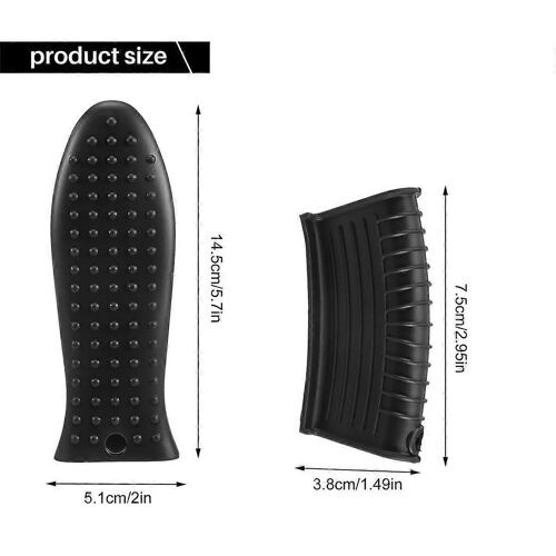 Ensemble De Couvercles De Poignée De Poêle En Fonte Support En Silicone Antidérapant Résistant Pour Kichen Pour Casseroles Plaques Chauffantes Batterie De Cuisine Noir