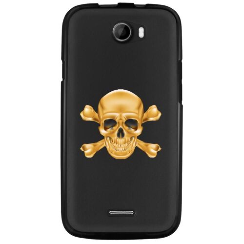 Coque souple pour Wiko Barry avec impression Motifs tête de mort aspect or