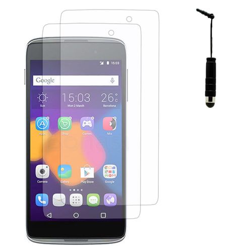 Lot / Pack De 2 Films Pour Alcatel Idol 3 (4.7) Protection D'écran Clear Transparent + Mini Stylet
