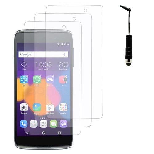 Lot / Pack De 3 Films Pour Alcatel Idol 3 (4.7) Protection D'écran Clear Transparent + Mini Stylet