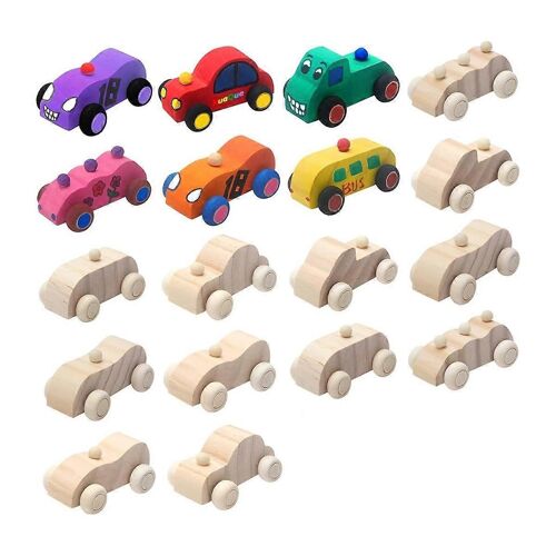 Pack De 18 Jouets De Voiture En Bois Bricolage Voitures En Bois Inachevées Pour Peindre Des Voitures D'artisanat En Bois Pour La Maison Activités Projets D'artisanat Famille
