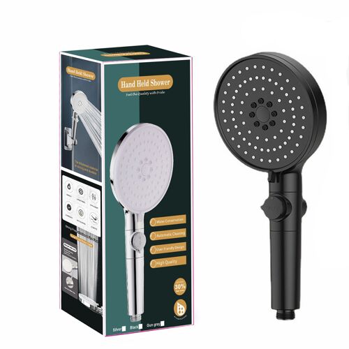 Pommeau de douche, ABS, 5 modes de fonctionnement, Noir