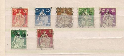 Suisse- Lot De 7 Timbres Oblitérés- Avec Trace De Charnière- Sitting Helvetia- Faciale 20,25,30,35,40,50,1f