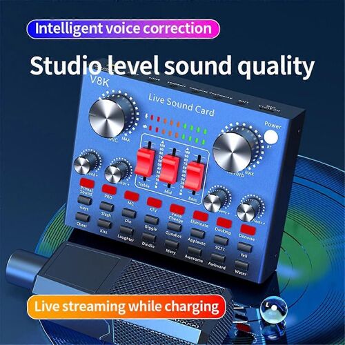 V8K Audio USB Carte Son Externe Multi Portable Microphone Live Broadcast Carte Son pour Mobile Ph